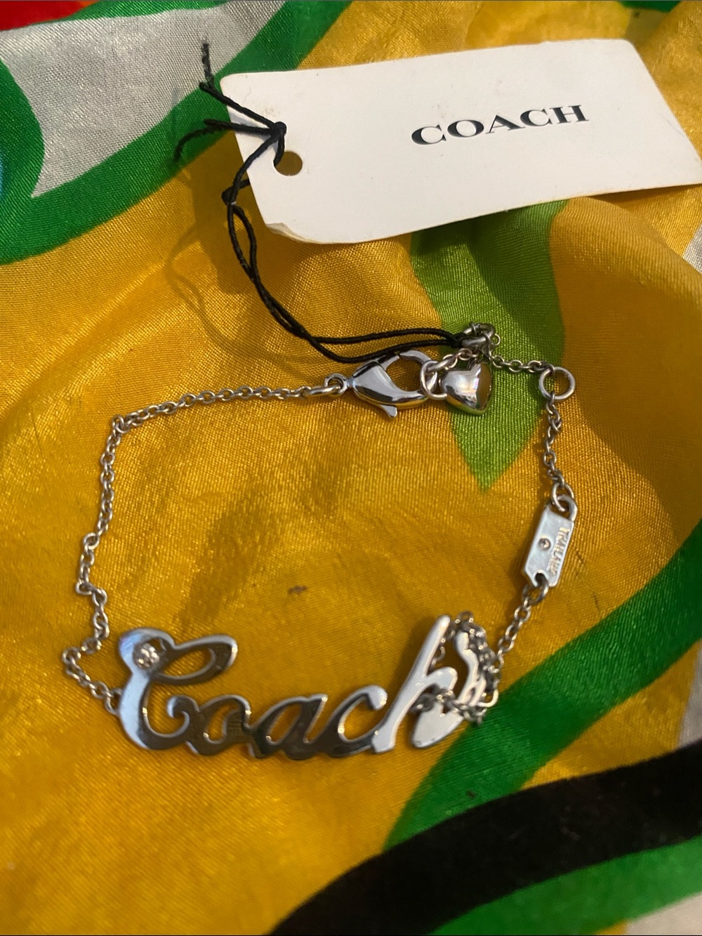 Coach Silver Script Logo Bracelet - Silver Tone